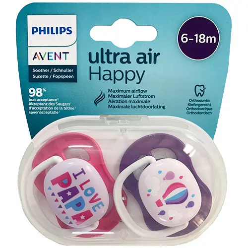 پستانک فیلیپس Happy آی لاو PAPA صورتی 6-18 ماهگی | فیلیپس اونت