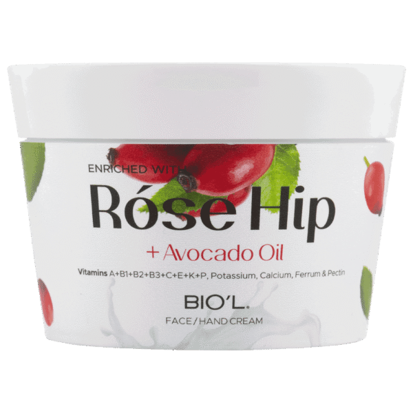 کرم مرطوب کننده دست و صورت مخصوص پوست خشک و آسیب دیده، حاوی عصاره رز هیپ و آووکادو - کرم کاسه‌ای بیول