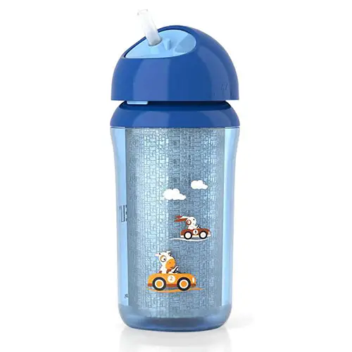 لیوان نی دار عایق 260 philips avent آبی صورتی | فیلیپس اونت