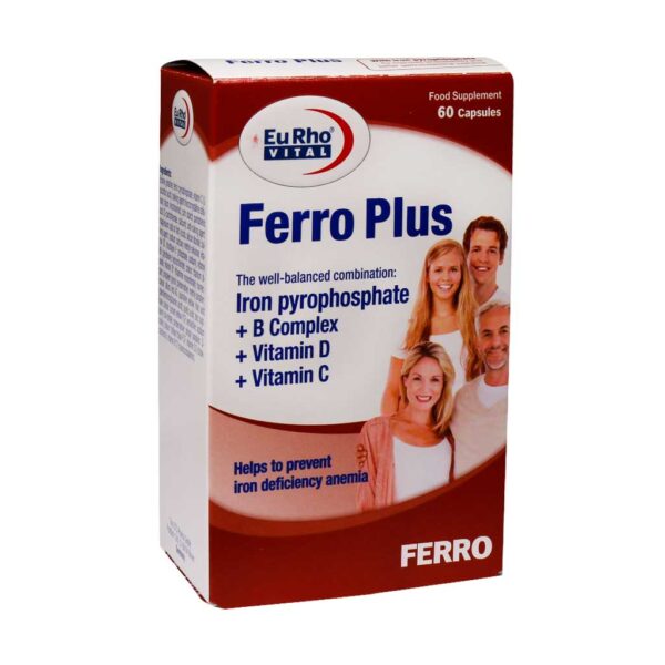 کپسول فرو پلاس یوروویتال Ferro plus مناسب درمان کم‌خونی فقر آهن با جذب بالا