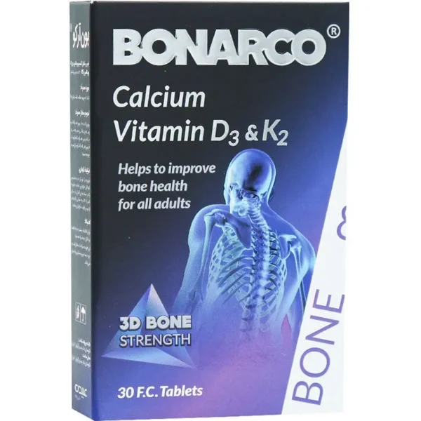 قرص بونارکو Bonarco حاوی کلسیم، زینک، منیزیم و ویتامین D3 برای تقویت استخوان