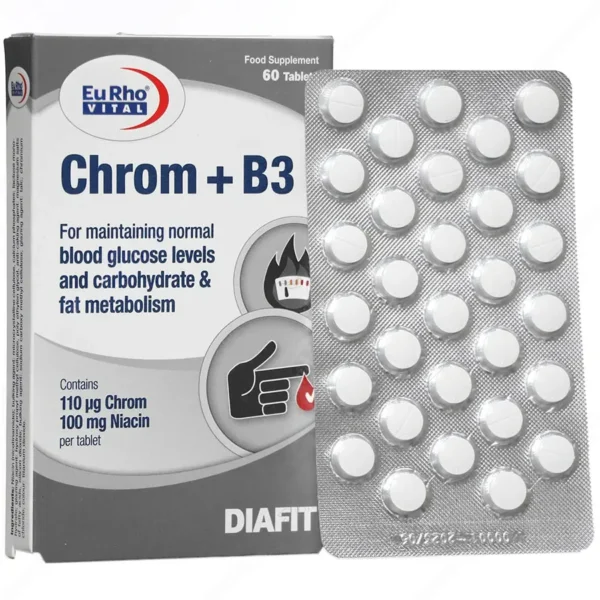 بسته قرص کروم و B3 یوروویتال برای تنظیم قند خون و کاهش اشتها