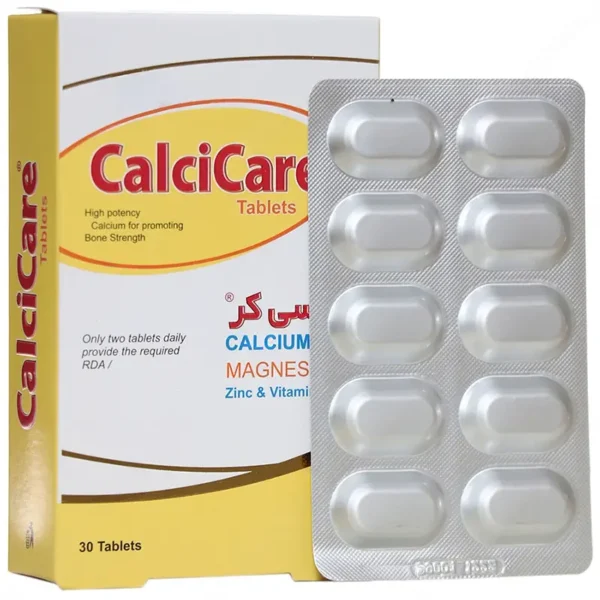 قرص کلسی کر Calcicare حاوی کلسیم، زینک، منیزیم و ویتامین D3 برای سلامت استخوان